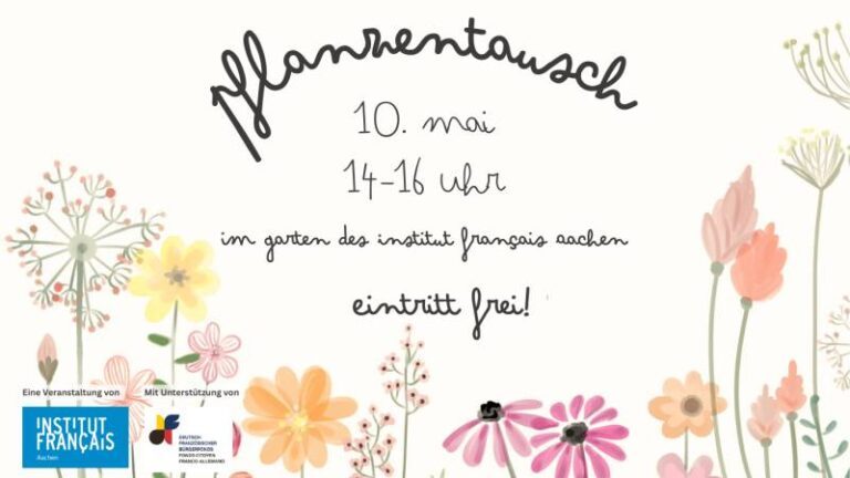Pflanzentauschbörse im Garten des Instituts français. Grafik: IF Aachen