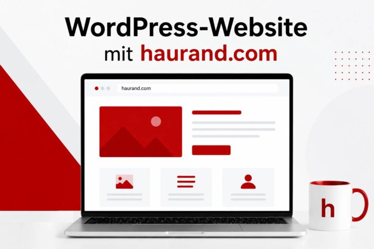 WordPress Websites: Grafik mit einem Laptop und einer Skizze einer Website.